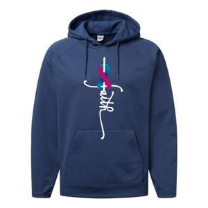 Thyroid Cancer Faith Thyroid Cancer Awareness Support Cool Gift Performance Fleece Hoodie