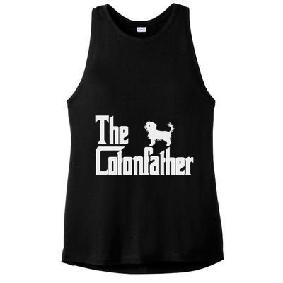 The Cotonfather Funny Coton De Tulear Dog Dad Ladies PosiCharge Tri-Blend Wicking Tank