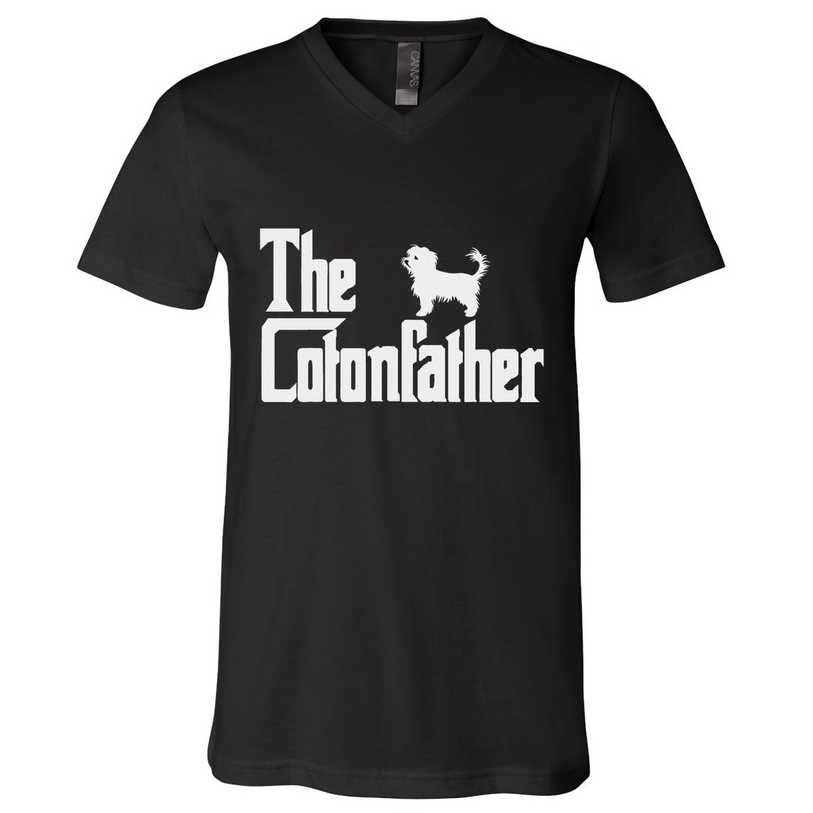 The Cotonfather Funny Coton De Tulear Dog Dad V-Neck T-Shirt