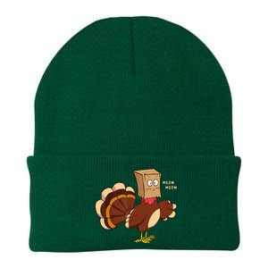 Thanksgiving Cat Funny Fake Cat Turkey Meow Thanksgiving Knit Cap Winter Beanie