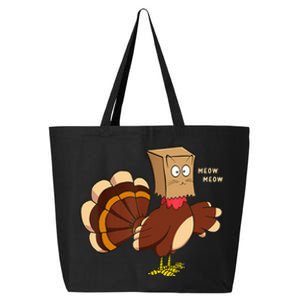 Thanksgiving Cat Funny Fake Cat Turkey Meow Thanksgiving 25L Jumbo Tote