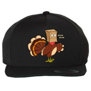 Thanksgiving Cat Funny Fake Cat Turkey Meow Thanksgiving Wool Snapback Cap