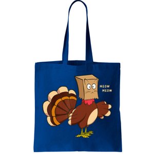 Thanksgiving Cat Funny Fake Cat Turkey Meow Thanksgiving Tote Bag