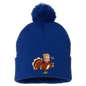 Thanksgiving Cat Funny Fake Cat Turkey Meow Thanksgiving Pom Pom 12in Knit Beanie