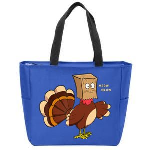 Thanksgiving Cat Funny Fake Cat Turkey Meow Thanksgiving Zip Tote Bag