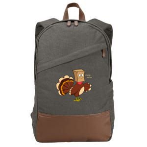 Thanksgiving Cat Funny Fake Cat Turkey Meow Thanksgiving Cotton Canvas Backpack