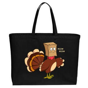 Thanksgiving Cat Funny Fake Cat Turkey Meow Thanksgiving Cotton Canvas Jumbo Tote