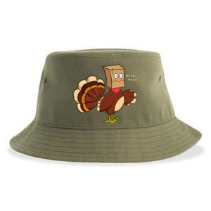 Thanksgiving Cat Funny Fake Cat Turkey Meow Thanksgiving Sustainable Bucket Hat