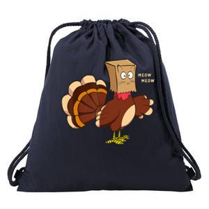 Thanksgiving Cat Funny Fake Cat Turkey Meow Thanksgiving Drawstring Bag