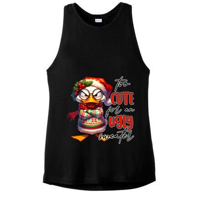 Too Cute For An Ugly Sweater Funny Sarcastic Grumpy Duck Christmas Ladies PosiCharge Tri-Blend Wicking Tank
