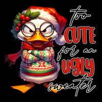 Too Cute For An Ugly Sweater Funny Sarcastic Grumpy Duck Christmas 16 in Basic Backpack