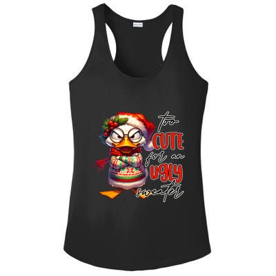 Too Cute For An Ugly Sweater Funny Sarcastic Grumpy Duck Christmas Ladies PosiCharge Competitor Racerback Tank