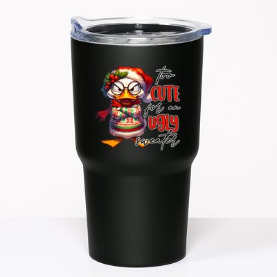 Too Cute For An Ugly Sweater Funny Sarcastic Grumpy Duck Christmas Tumbler