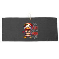 Too Cute For An Ugly Sweater Funny Sarcastic Grumpy Duck Christmas Large Microfiber Waffle Golf Towel