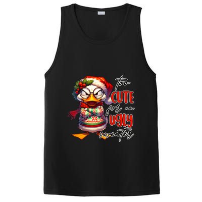 Too Cute For An Ugly Sweater Funny Sarcastic Grumpy Duck Christmas PosiCharge Competitor Tank