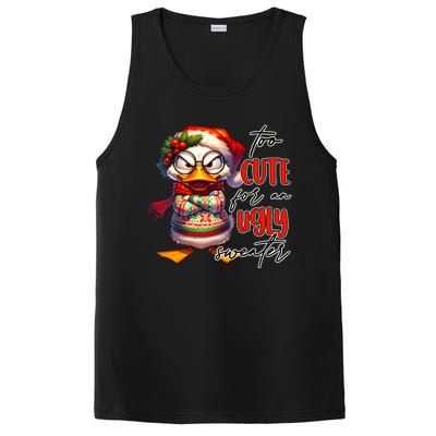 Too Cute For An Ugly Sweater Funny Sarcastic Grumpy Duck Christmas PosiCharge Competitor Tank