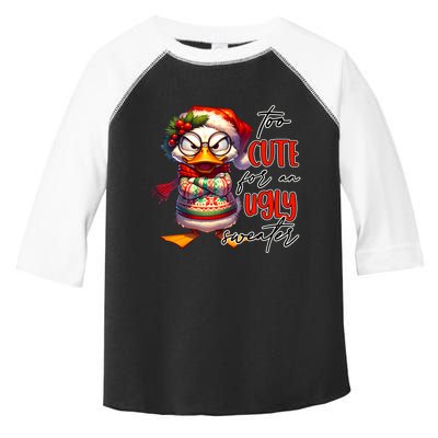 Too Cute For An Ugly Sweater Funny Sarcastic Grumpy Duck Christmas Toddler Fine Jersey T-Shirt