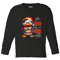 Too Cute For An Ugly Sweater Funny Sarcastic Grumpy Duck Christmas Toddler Long Sleeve Shirt