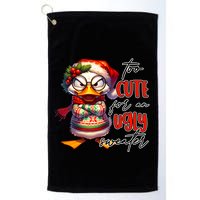 Too Cute For An Ugly Sweater Funny Sarcastic Grumpy Duck Christmas Golf Towel