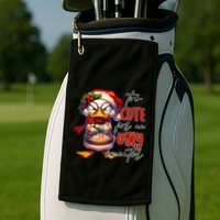 Too Cute For An Ugly Sweater Funny Sarcastic Grumpy Duck Christmas Golf Towel