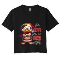 Too Cute For An Ugly Sweater Funny Sarcastic Grumpy Duck Christmas Crop Top