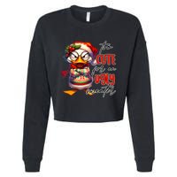 Too Cute For An Ugly Sweater Funny Sarcastic Grumpy Duck Christmas Cropped Pullover Crew