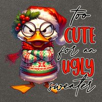 Too Cute For An Ugly Sweater Funny Sarcastic Grumpy Duck Christmas Cotton Canvas Backpack