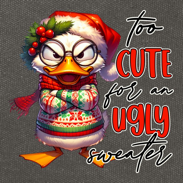 Too Cute For An Ugly Sweater Funny Sarcastic Grumpy Duck Christmas Cotton Canvas Backpack