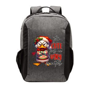 Too Cute For An Ugly Sweater Funny Sarcastic Grumpy Duck Christmas Vector Backpack