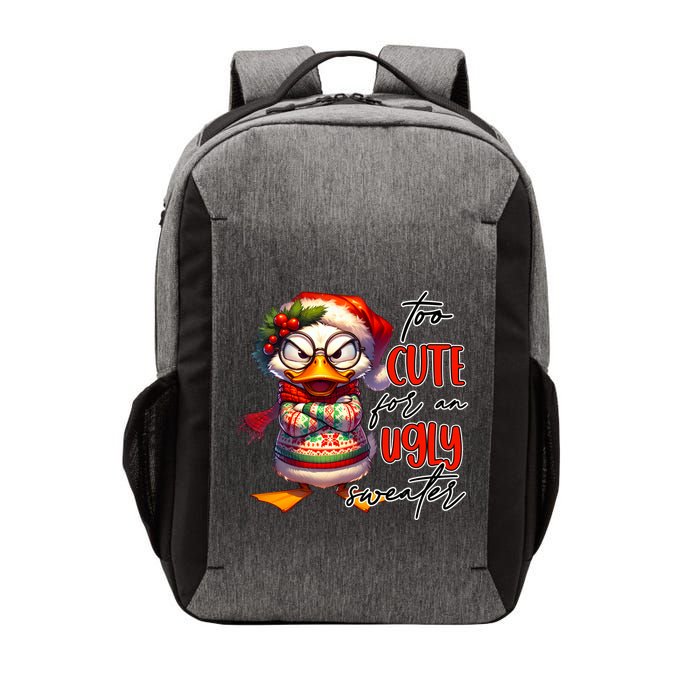 Too Cute For An Ugly Sweater Funny Sarcastic Grumpy Duck Christmas Vector Backpack