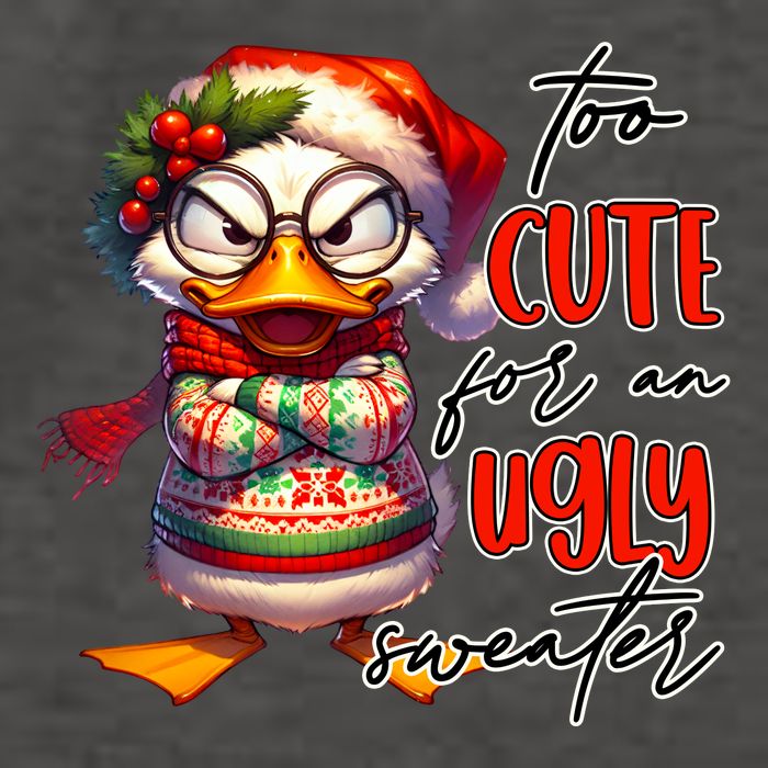 Too Cute For An Ugly Sweater Funny Sarcastic Grumpy Duck Christmas Vector Backpack