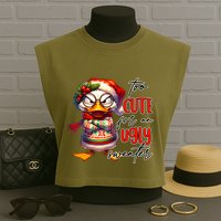 Too Cute For An Ugly Sweater Funny Sarcastic Grumpy Duck Christmas Garment-Dyed Women's Muscle Tee