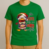 Too Cute For An Ugly Sweater Funny Sarcastic Grumpy Duck Christmas T-Shirt
