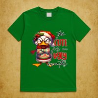 Too Cute For An Ugly Sweater Funny Sarcastic Grumpy Duck Christmas T-Shirt