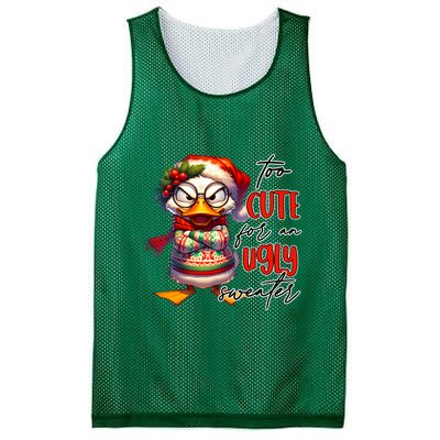 Too Cute For An Ugly Sweater Funny Sarcastic Grumpy Duck Christmas Mesh Reversible Basketball Jersey Tank