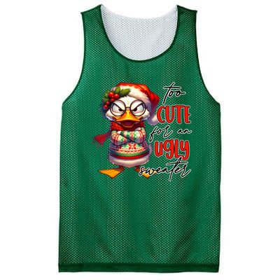 Too Cute For An Ugly Sweater Funny Sarcastic Grumpy Duck Christmas Mesh Reversible Basketball Jersey Tank