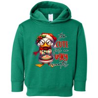 Too Cute For An Ugly Sweater Funny Sarcastic Grumpy Duck Christmas Toddler Hoodie