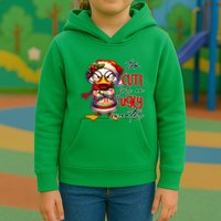 Too Cute For An Ugly Sweater Funny Sarcastic Grumpy Duck Christmas Kids Hoodie