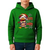 Too Cute For An Ugly Sweater Funny Sarcastic Grumpy Duck Christmas Kids Hoodie