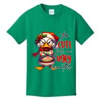 Too Cute For An Ugly Sweater Funny Sarcastic Grumpy Duck Christmas Kids T-Shirt