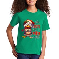 Too Cute For An Ugly Sweater Funny Sarcastic Grumpy Duck Christmas Kids T-Shirt
