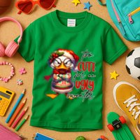 Too Cute For An Ugly Sweater Funny Sarcastic Grumpy Duck Christmas Kids T-Shirt