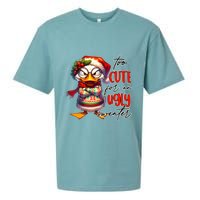 Too Cute For An Ugly Sweater Funny Sarcastic Grumpy Duck Christmas Sueded Cloud Jersey T-Shirt