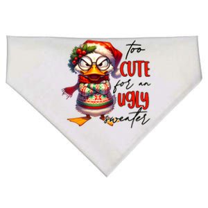 Too Cute For An Ugly Sweater Funny Sarcastic Grumpy Duck Christmas USA-Made Doggie Bandana