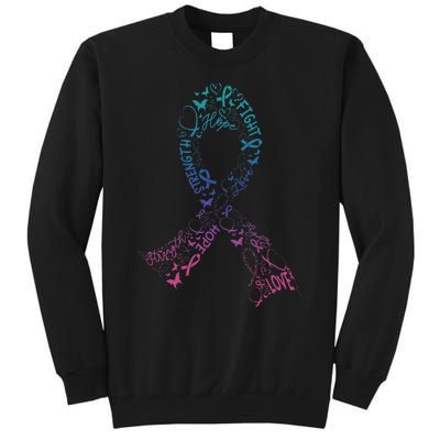 Thyroid Cancer Fight Warrior Gifts Thyroid Ribbon Awareness Tall Sweatshirt