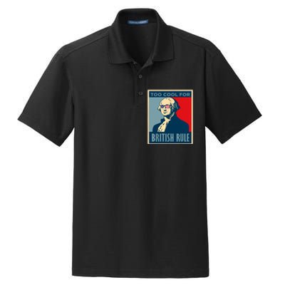 TOO COOL FOR BRITISH RULE 4th Of July George Washington 1776 Dry Zone Grid Polo