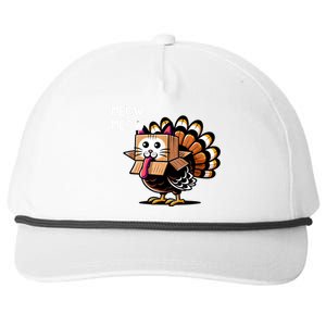 Thanksgiving Cat Funny Fake Cat Meow Thanksgiving Turkey Snapback Five-Panel Rope Hat