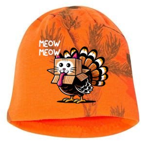 Thanksgiving Cat Funny Fake Cat Meow Thanksgiving Turkey Kati - Camo Knit Beanie