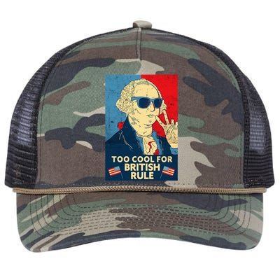 Too Cool For British Rule George Washington 4th Of July Retro Rope Trucker Hat Cap