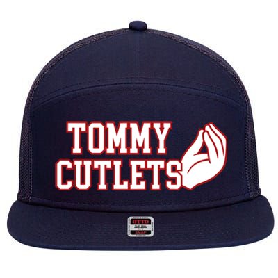 Tommy Cutlets Football Quarterback Ny Italian Hand Gesture 7 Panel Mesh Trucker Snapback Hat